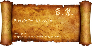 Butár Nikola névjegykártya