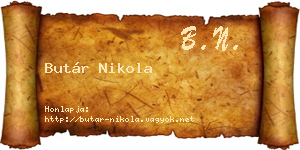 Butár Nikola névjegykártya