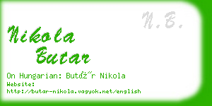 nikola butar business card
